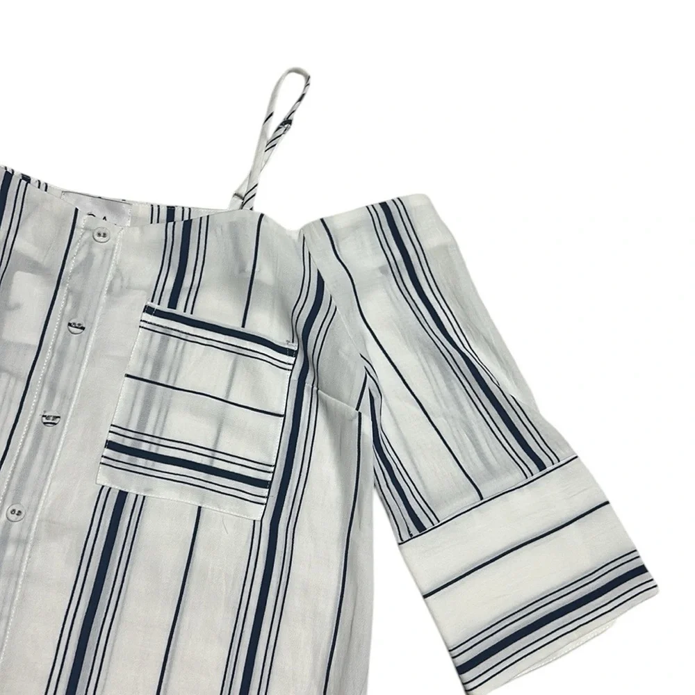 J.O.A. NWT blouse off-the-shoulder spaghetti stripes striped pattern. Size S
